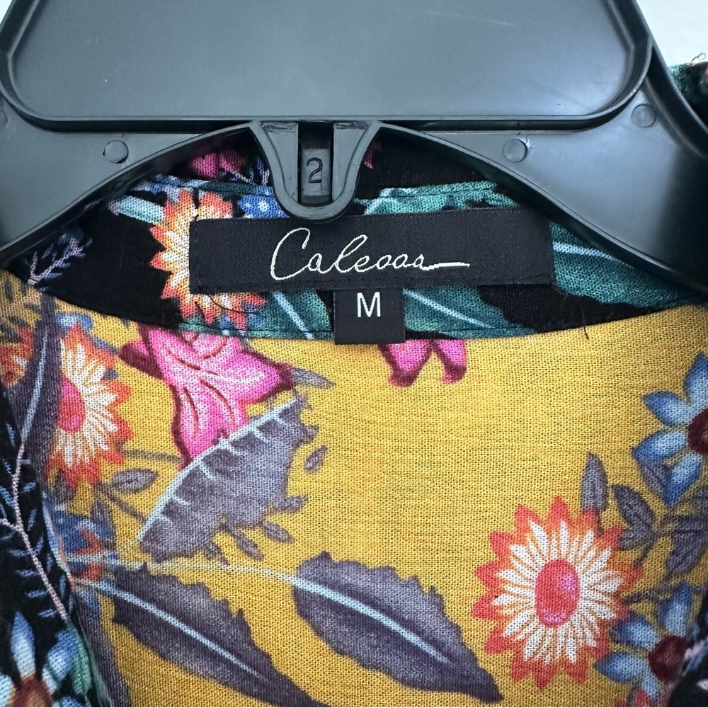 Caleaas Floral Patchwork Button Down Rayon Blouse… - image 4